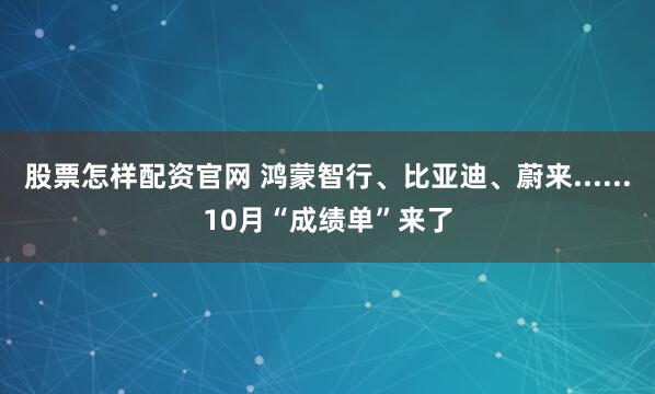 股票怎样配资官网 鸿蒙智行、比亚迪、蔚来......10月“成绩单”来了