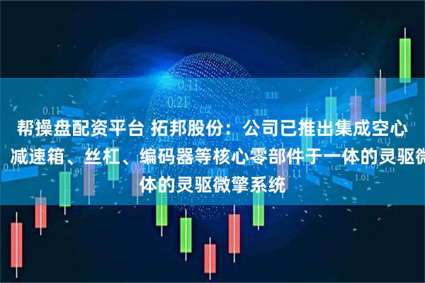 帮操盘配资平台 拓邦股份：公司已推出集成空心杯电机、减速箱、丝杠、编码器等核心零部件于一体的灵驱微擎系统